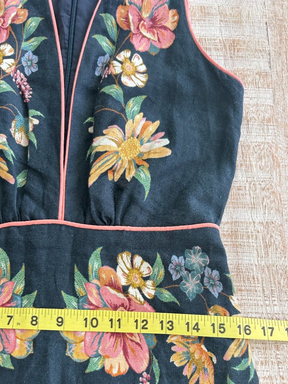 Farm Rio Dark Blue/Navy Maira Floral Linen Midi Dress Sundress Small NWT - Picture 10 of 14